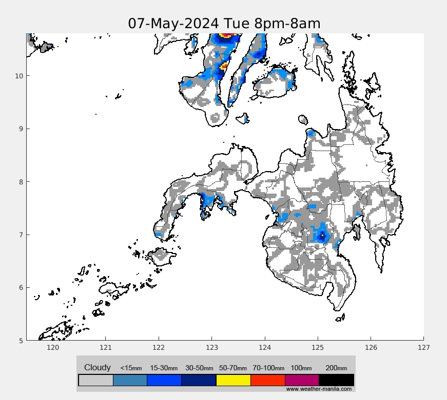 Mindanao rain weather map forecast
